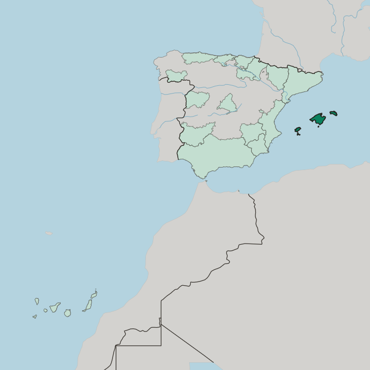 Map showing Comunitat Autònoma de les Illes Balears — In Spain