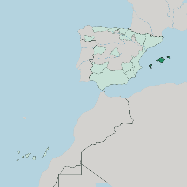 Map showing Comunitat Autònoma de les Illes Balears — In Spain