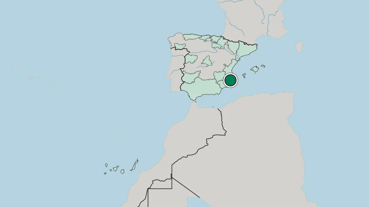 Map of Alicante in Spain