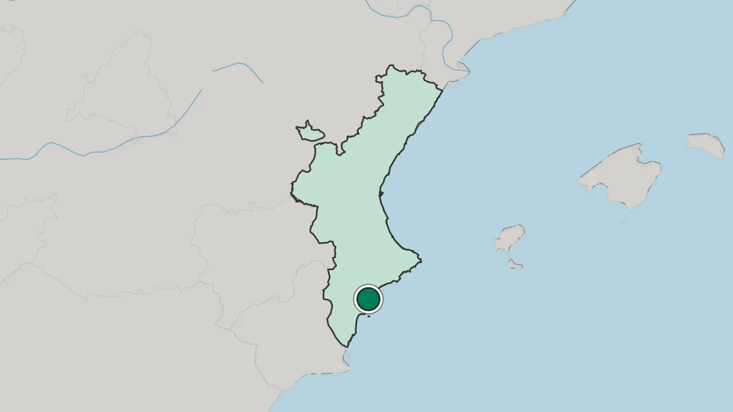 Map of Alicante in Spain