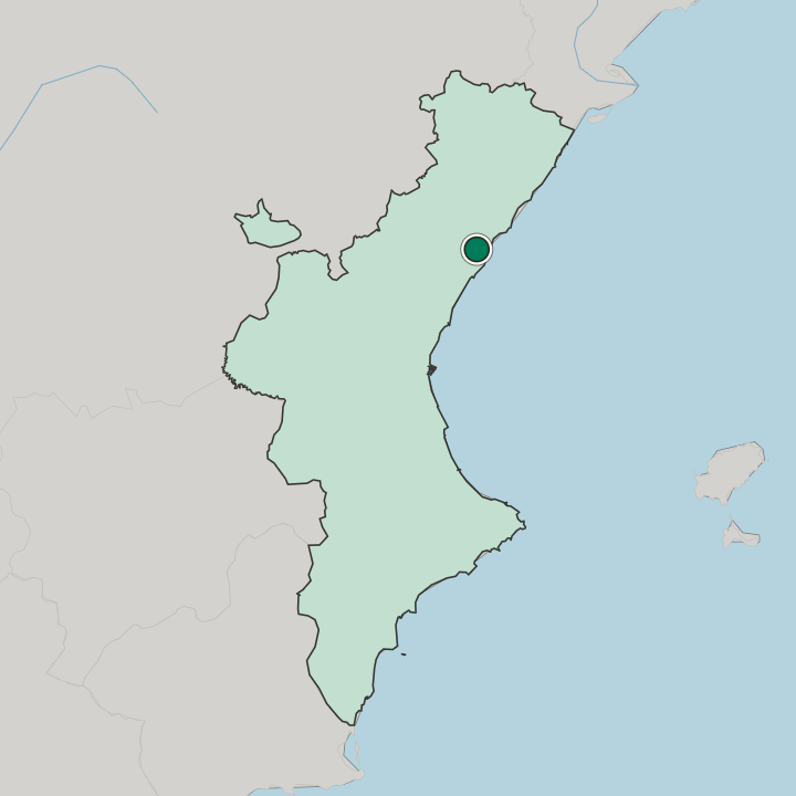Map showing Castelló de la Plana — In Comunitat Valenciana
