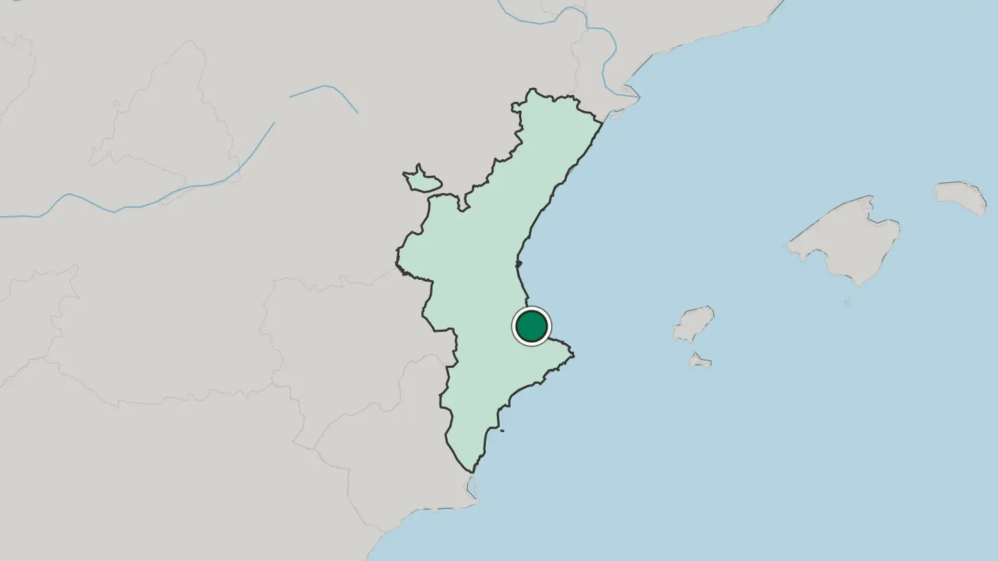 Map of Gandia in Spain