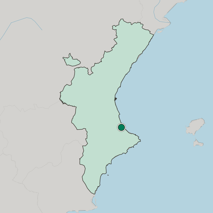 Map showing Gandia — In Comunitat Valenciana
