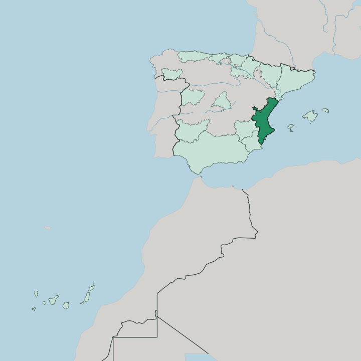 Map showing Comunitat Valenciana — In Spain