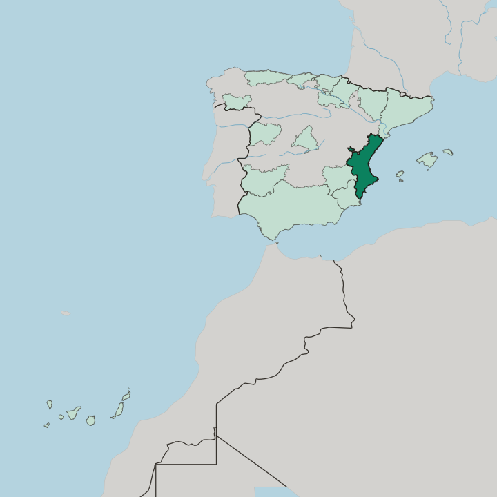 Map showing Comunitat Valenciana — In Spain