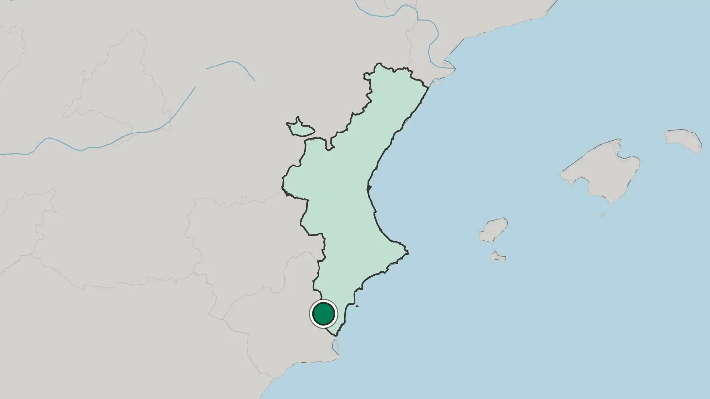 Map of Orihuela in Spain