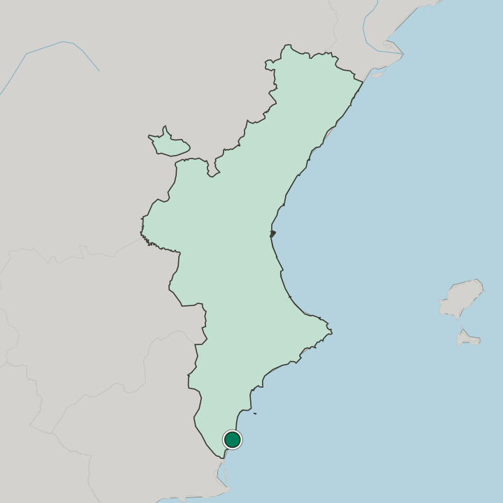 Map showing Torrevieja — In Comunitat Valenciana