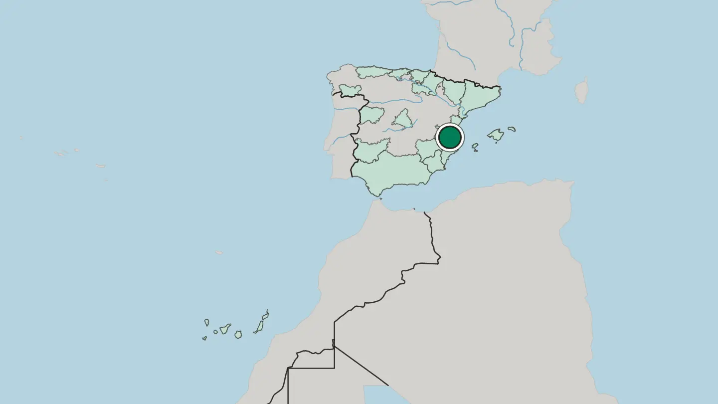 Map of Valencia in Spain