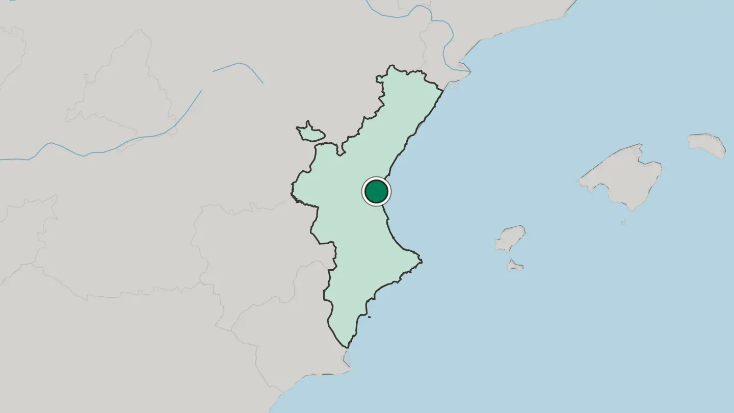 Map of Valencia in Spain