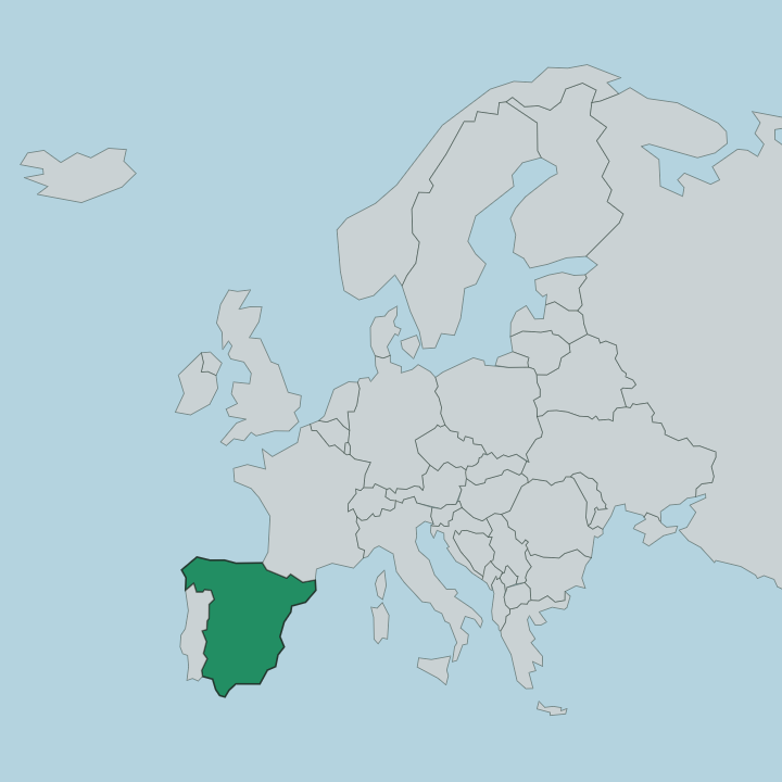 Map showing Spain — In Europe