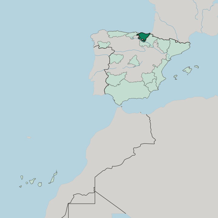 Map showing Euskal Autonomia Erkidegoa — In Spain