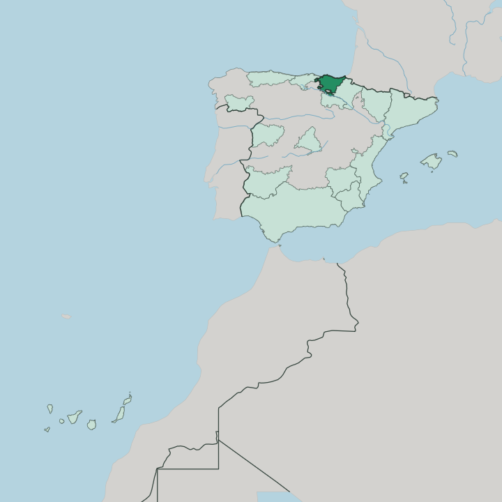 Map showing Euskal Autonomia Erkidegoa — In Spain