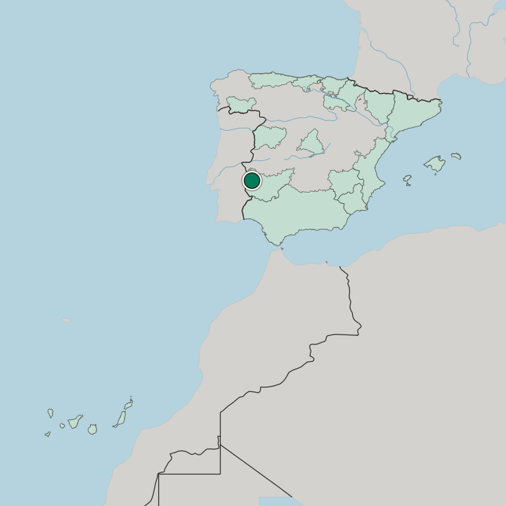Map showing Badajoz — In Spain