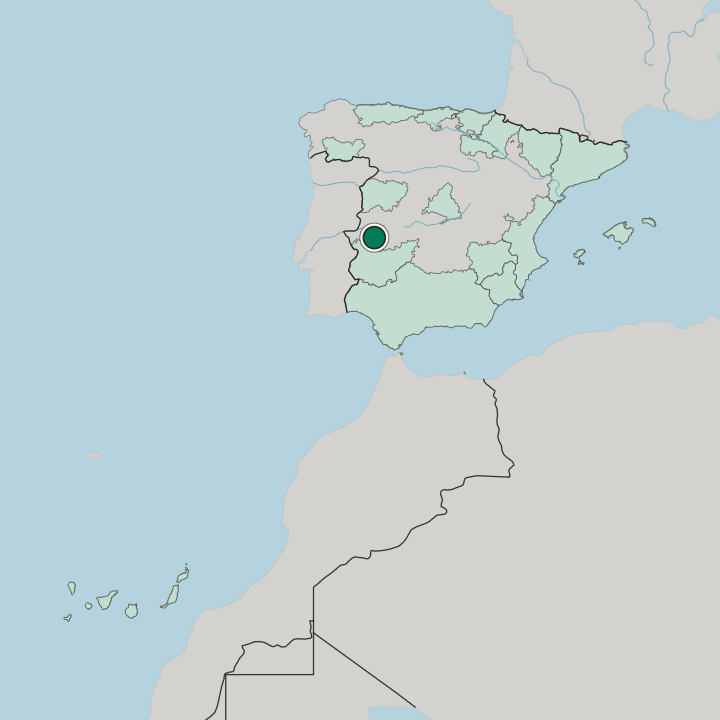 Map showing Cáceres — In Spain