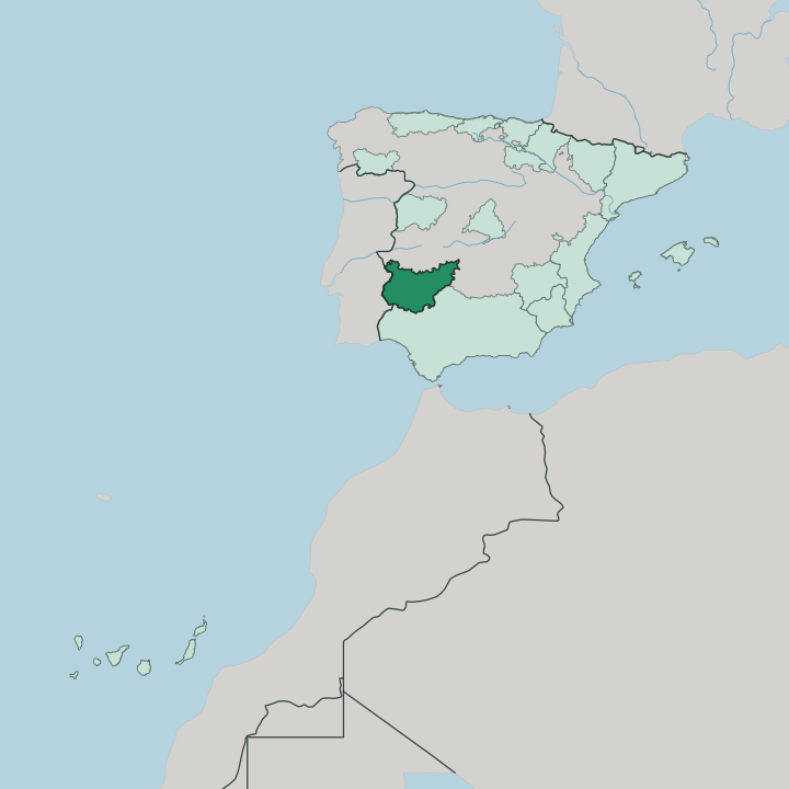 Map showing Extremadura — In Spain