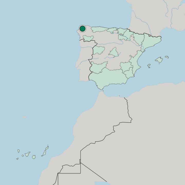 Map showing A Coruña — In Spain