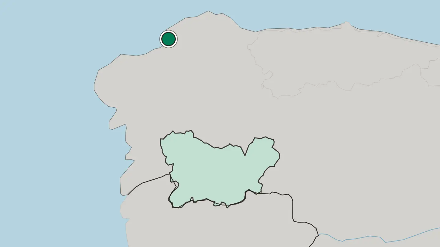 Map of Ferrol in Spain