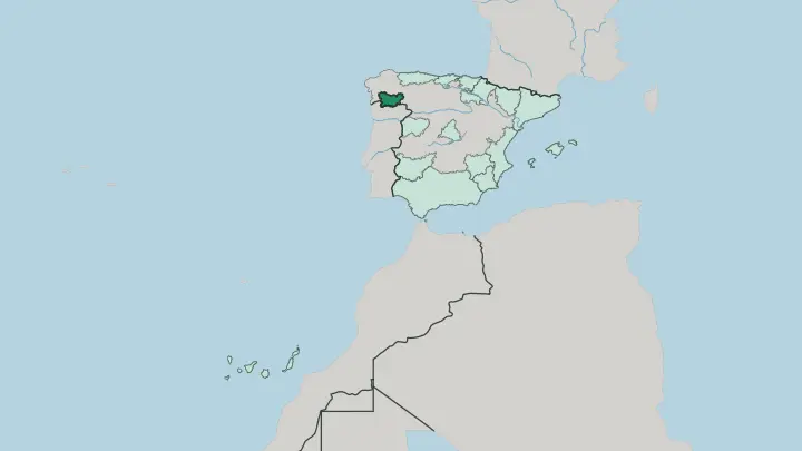 Map of Galicia in Spain