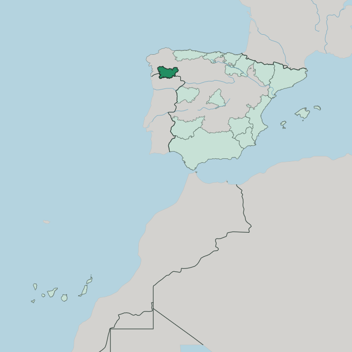 Map showing Galicia — In Spain