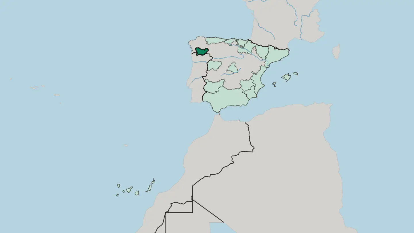 Map of Galicia in Spain