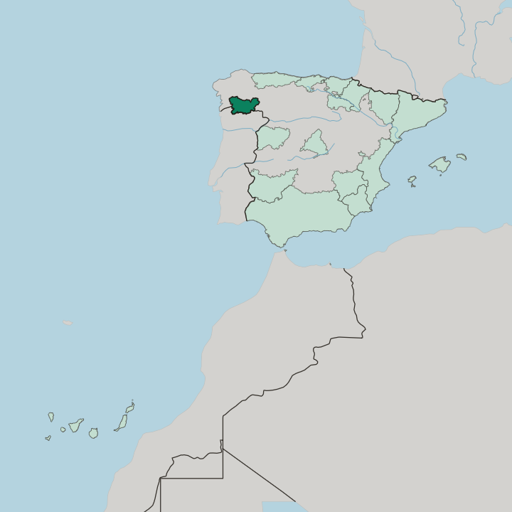 Map showing Galicia — In Spain