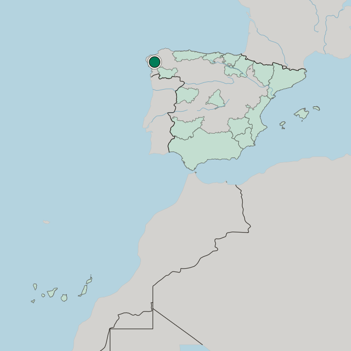 Map showing Santiago de Compostela — In Spain