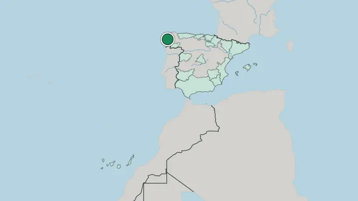 Map of Santiago de Compostela in Spain