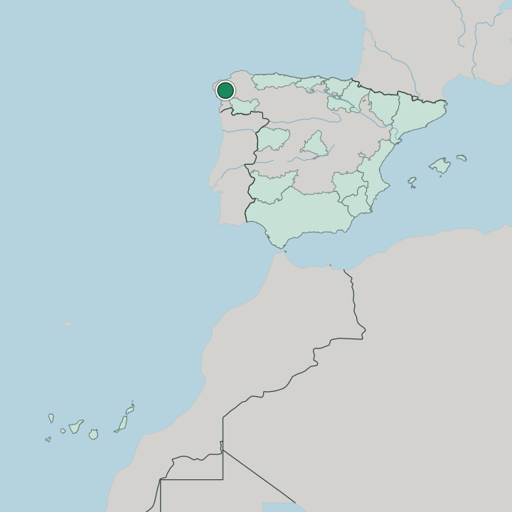 Map showing Santiago de Compostela — In Spain