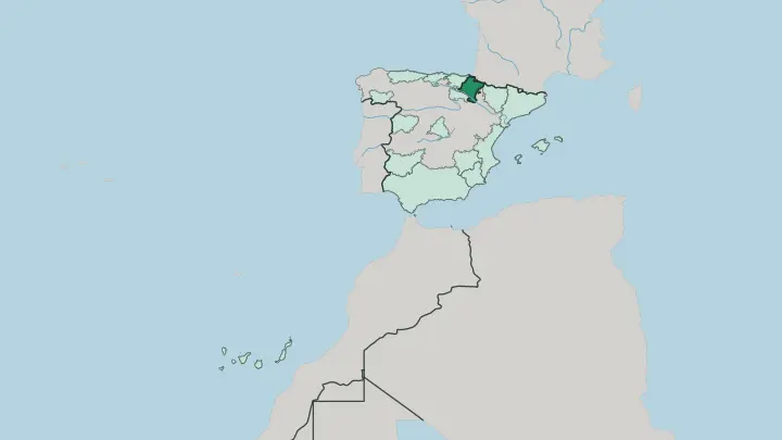 Map of Navarra in Spain