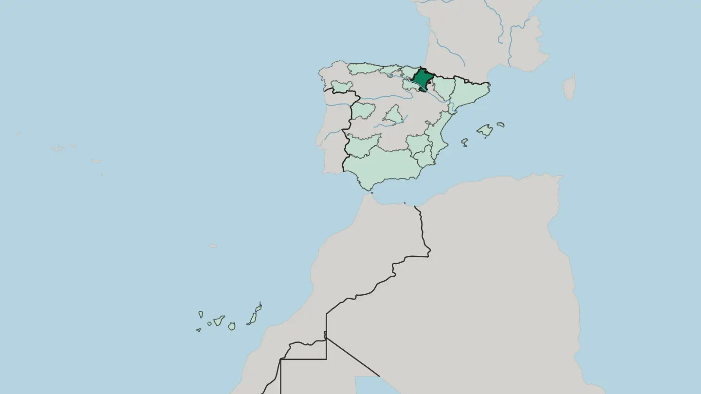 Map of Navarra in Spain