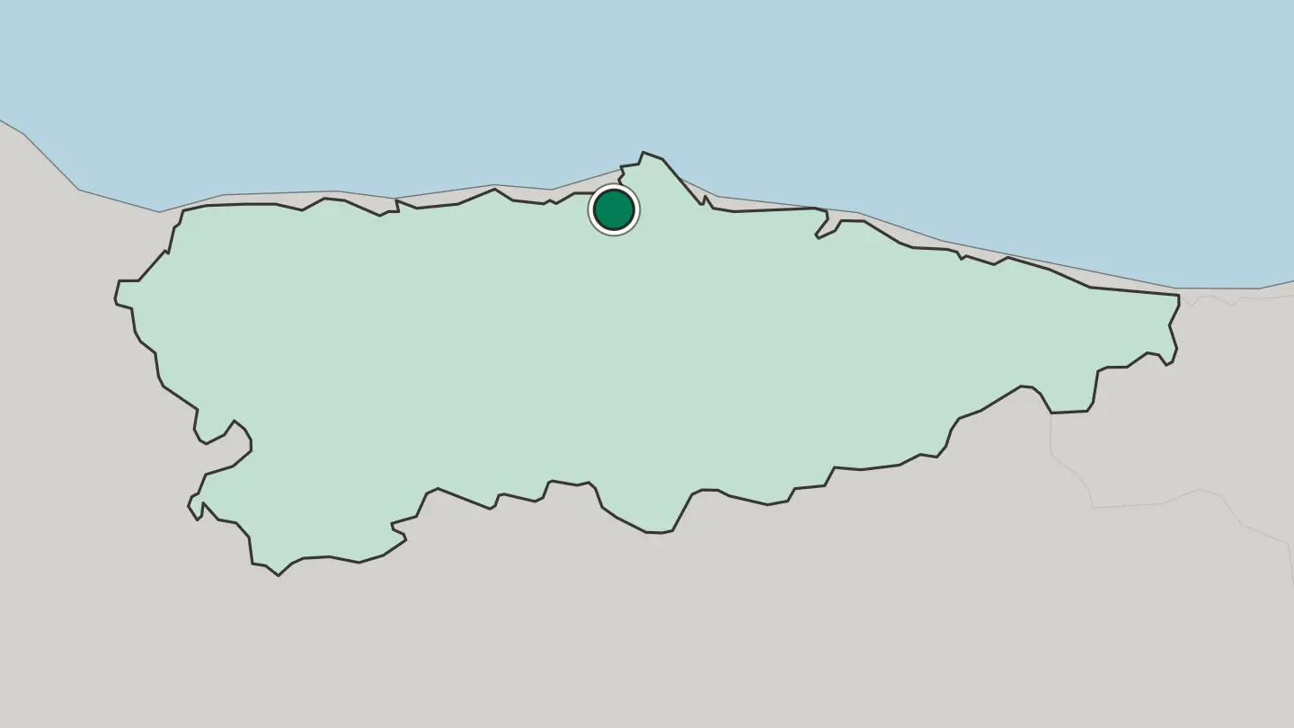 Map of Avilés in Spain
