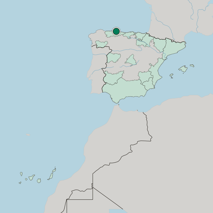 Map showing Gijón — In Spain