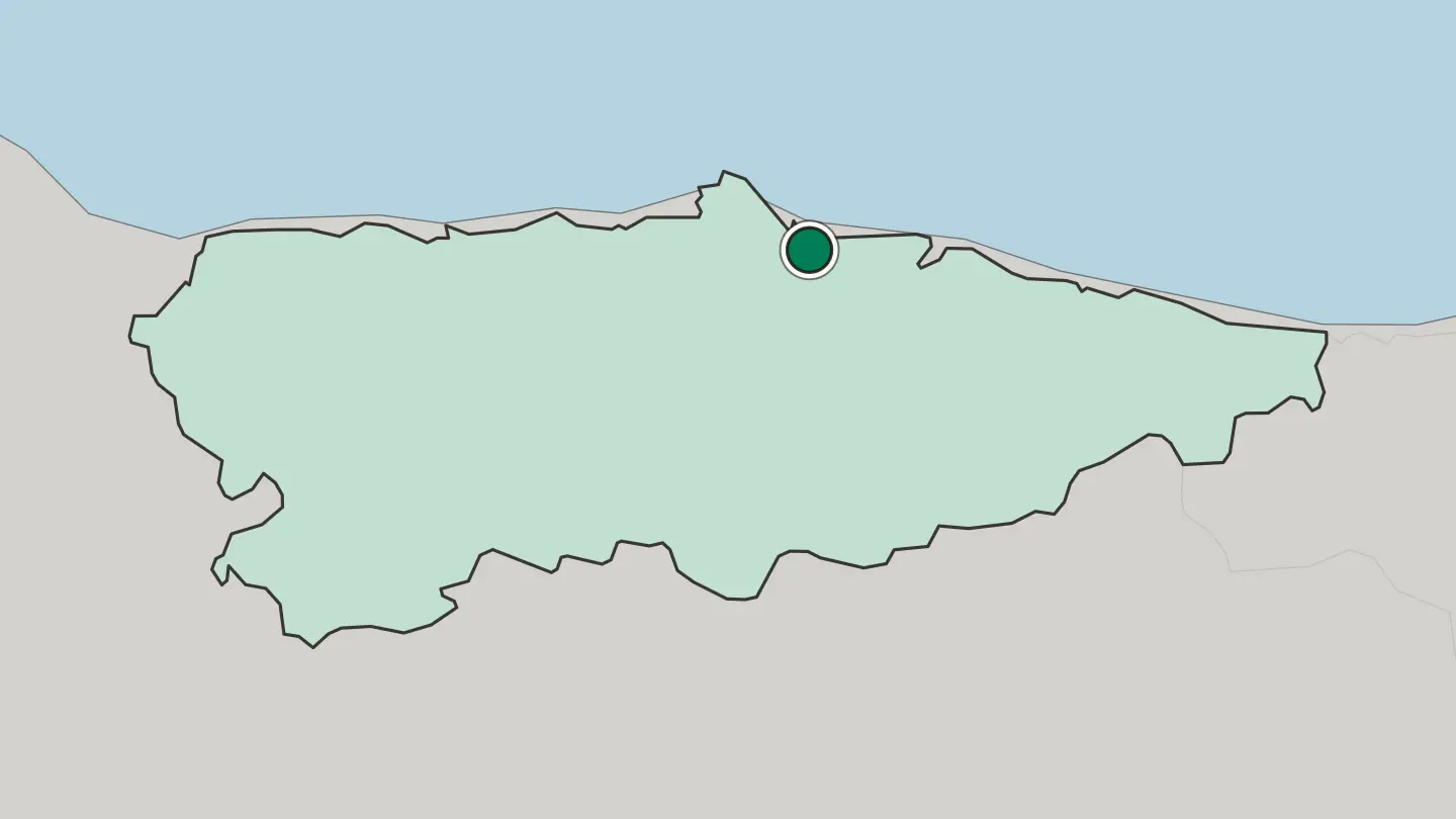 Map of Gijón in Spain