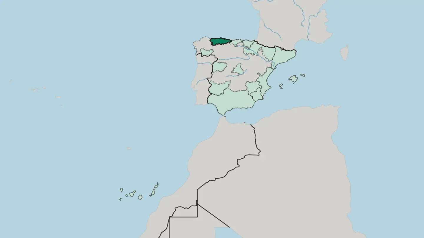 Map of Principality of Asturias in Spain