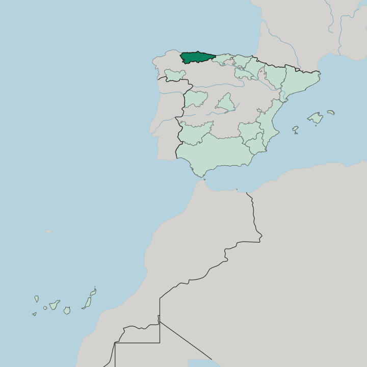 Map showing Principality of Asturias — In Spain