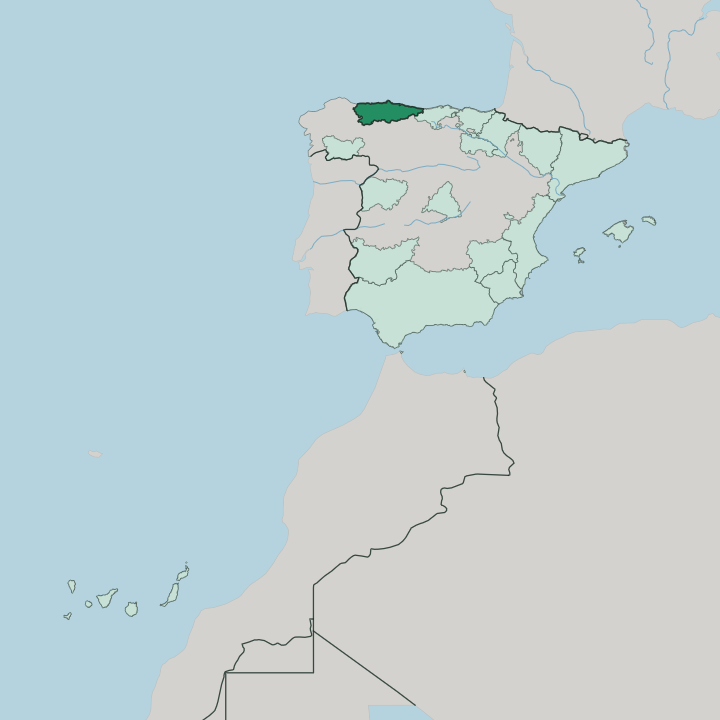 Map showing Principality of Asturias — In Spain