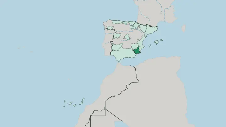 Map of Región de Murcia in Spain