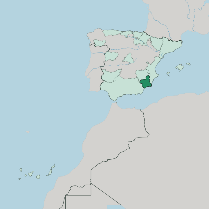 Map showing Región de Murcia — In Spain