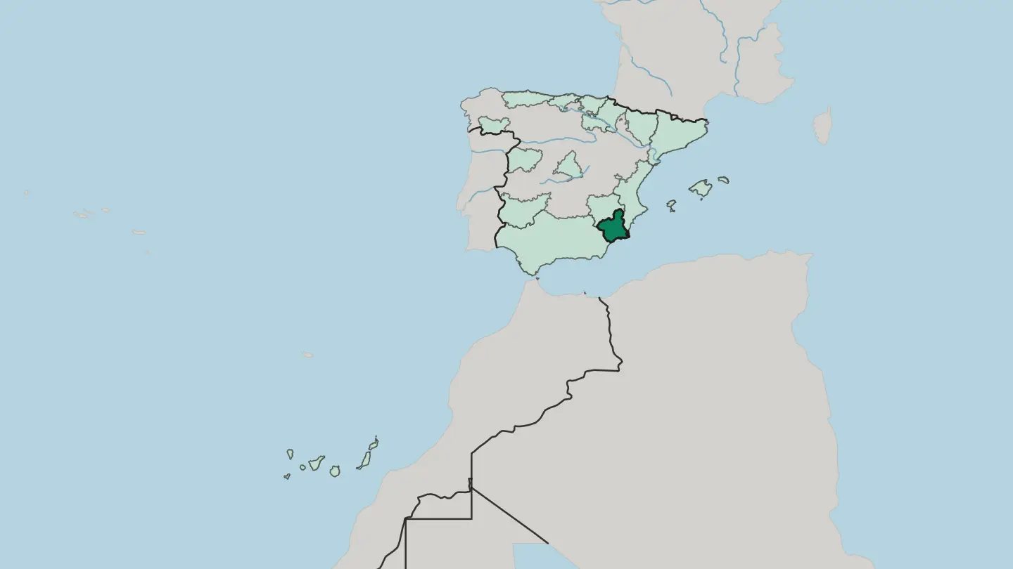 Map of Región de Murcia in Spain