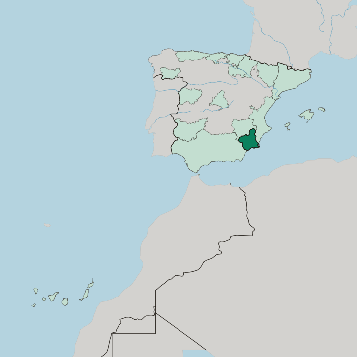 Map showing Región de Murcia — In Spain