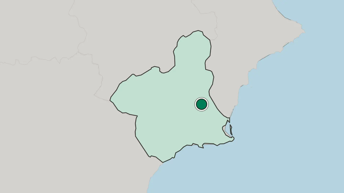 Map of Murcia in Spain