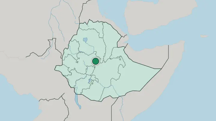 Map of Addis Ababa in Ethiopia