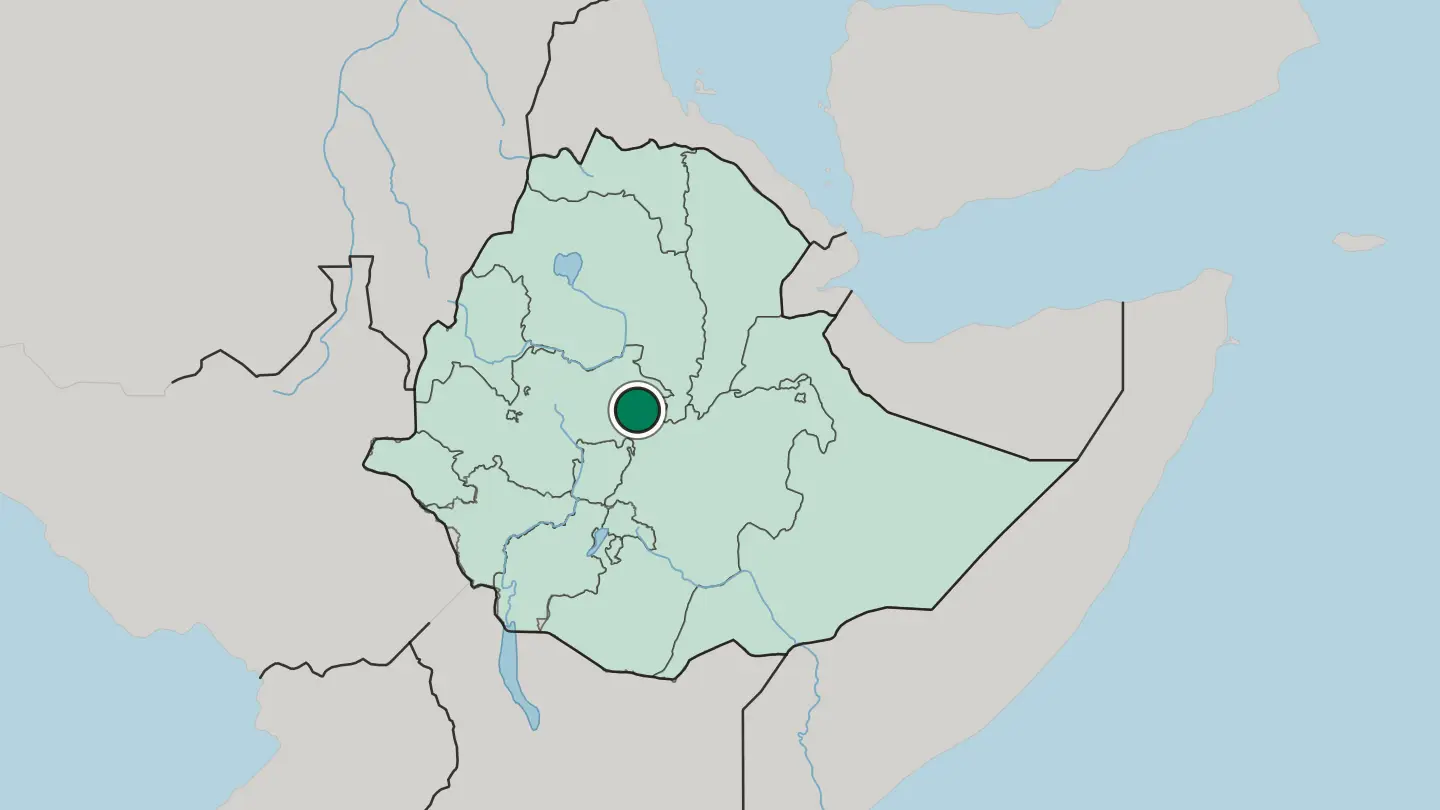 Map of Addis Ababa in Ethiopia