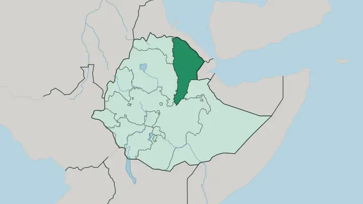 Map of Afar Region in Ethiopia