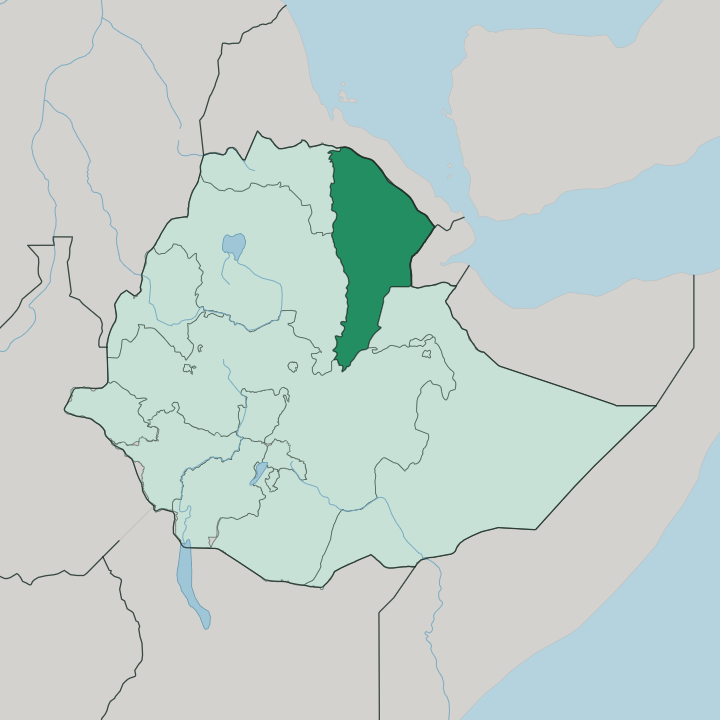 Map showing Afar Region — In Ethiopia