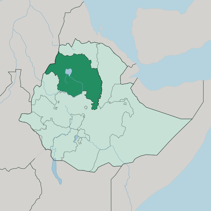 Map showing Amhara Region — In Ethiopia