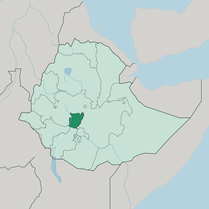 Map showing Central Ethiopia Regional State — In Ethiopia