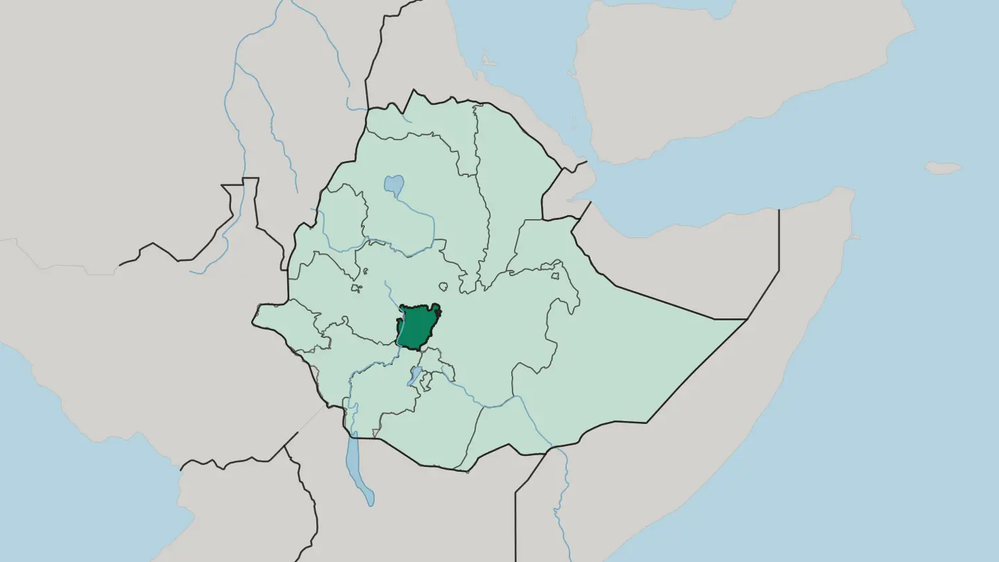 Map of Central Ethiopia Regional State in Ethiopia