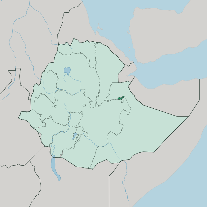 Map showing Dire Dawa Region — In Ethiopia