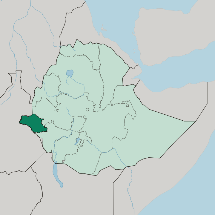Map showing Gambela Region — In Ethiopia